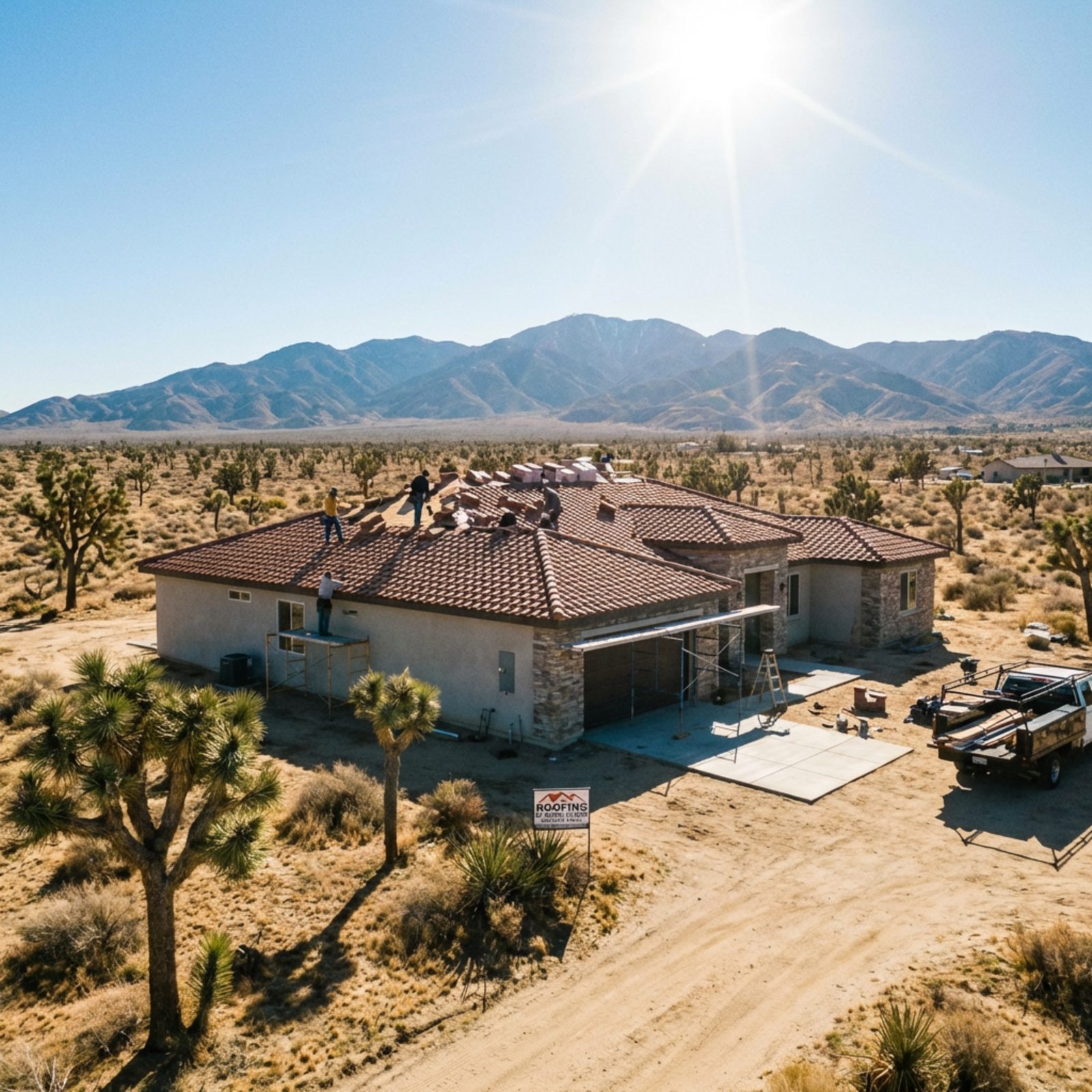 Residential roof replacement project in Lancaster, California